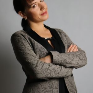 AnneField żakiet szary w kwiaty